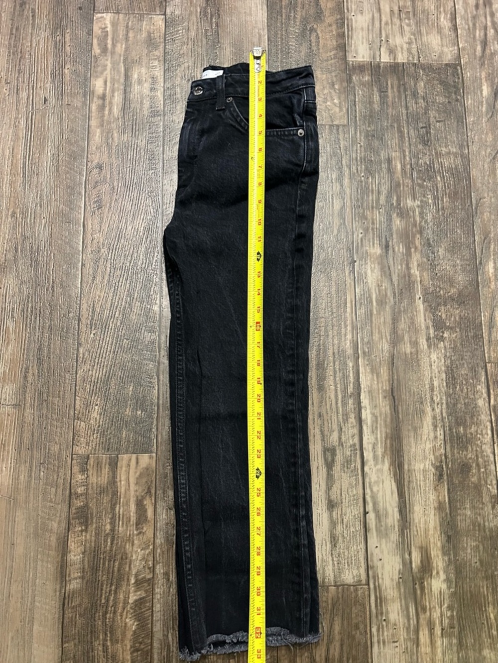 Topshop Straight Leg Black Jeans Petite W28 L28 Raw Hem Cropped - Picture 6 of 6
